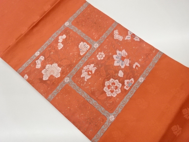 JAPANESE NAGOYA OBI / WOVEN FLOWER ARABESQUE